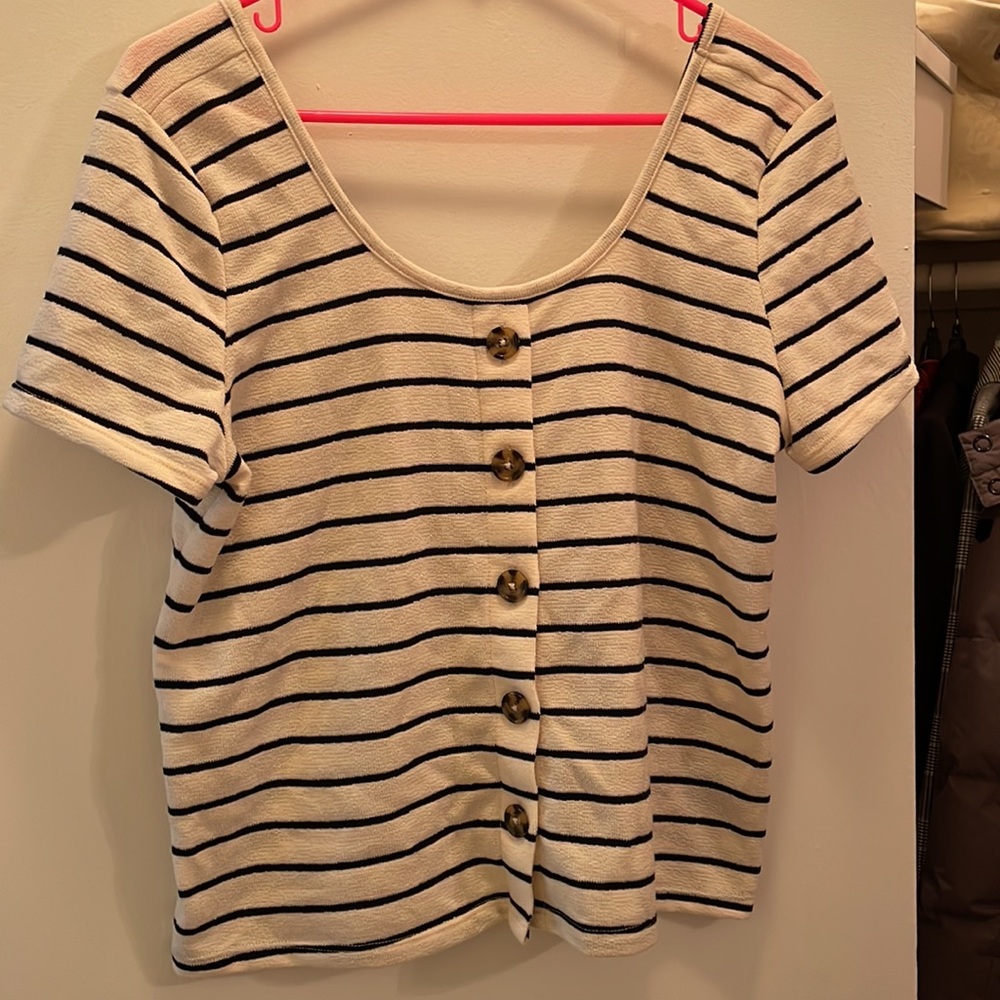 Torrid Striped Button Tee - Picture 2 of 5